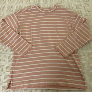 AYR heavy weight striped pink blush long sleeved shirt